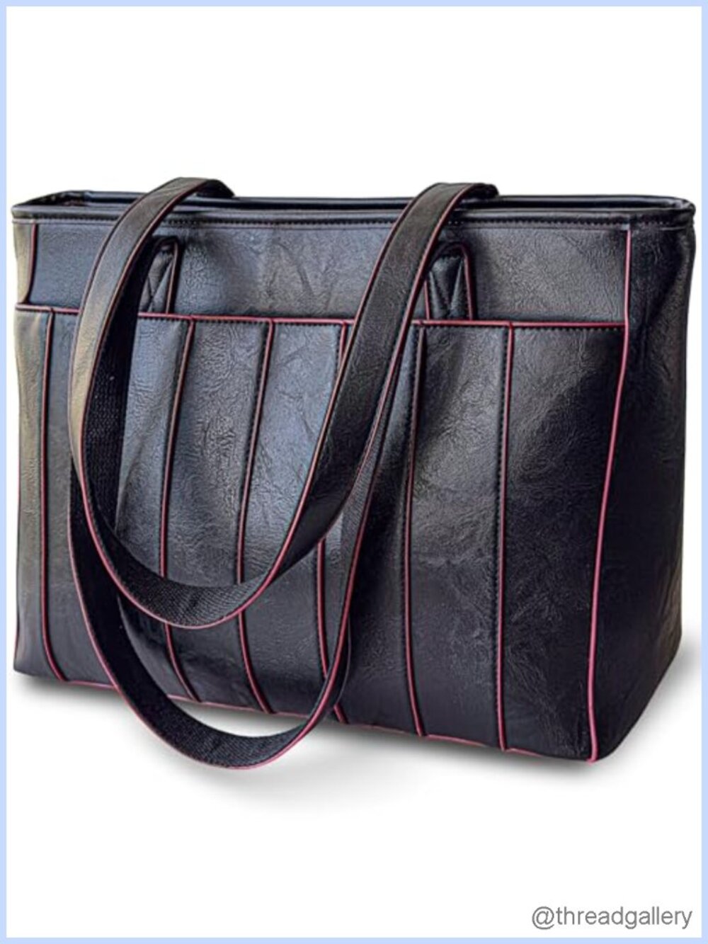 Vegan Leather Laptop Tote Bag 14 Inch Padded Compartment Trolley Sleeve